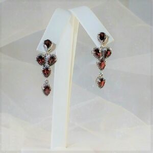 Genuine Garnet Chandelier Earrings Dangle 5.2 cttw